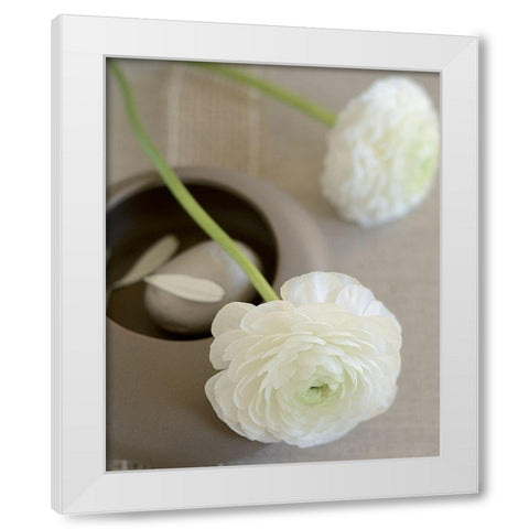 Renoncules sur bol White Modern Wood Framed Art Print by Chatelain, Sonia