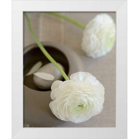 Renoncules sur bol White Modern Wood Framed Art Print by Chatelain, Sonia