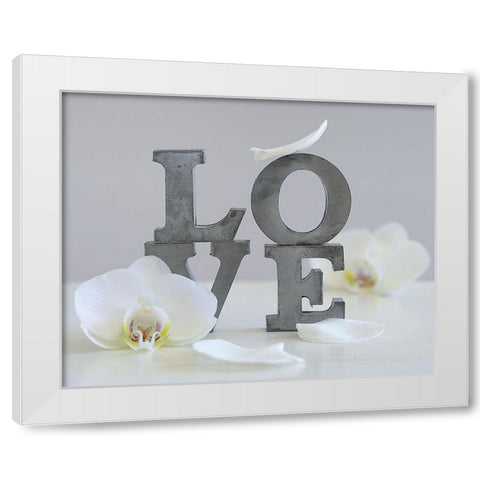 Love Grey II White Modern Wood Framed Art Print by Chatelain, Sonia