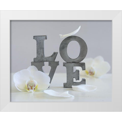 Love Grey II White Modern Wood Framed Art Print by Chatelain, Sonia