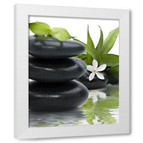 DÃ©tente au spa White Modern Wood Framed Art Print by Braun Studio