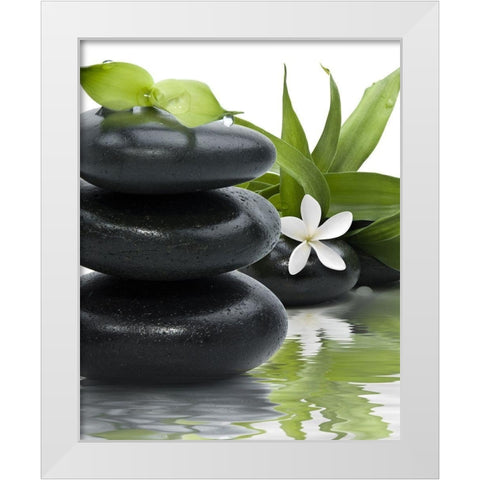 DÃ©tente au spa White Modern Wood Framed Art Print by Braun Studio