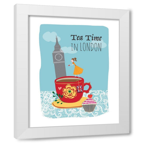 Tea Time in London White Modern Wood Framed Art Print by Braun Studio