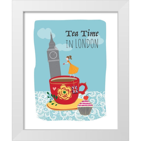 Tea Time in London White Modern Wood Framed Art Print by Braun Studio