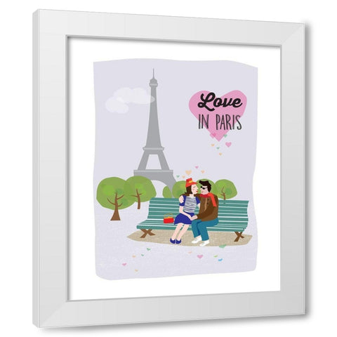 Love in Paris White Modern Wood Framed Art Print by Braun Studio