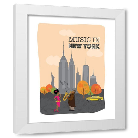 Music in New-York White Modern Wood Framed Art Print by Braun Studio