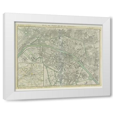 Plan Paris 2 White Modern Wood Framed Art Print by Braun Studio