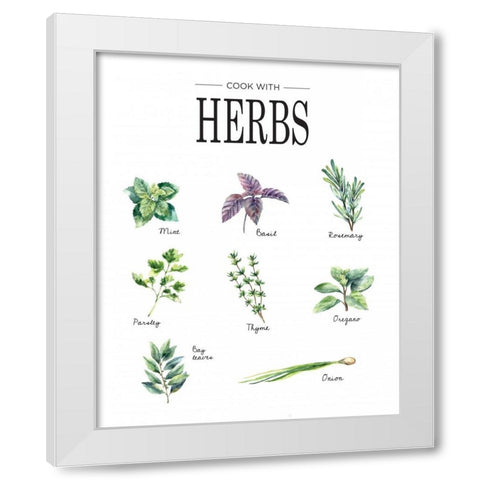 Herbs White Modern Wood Framed Art Print by Braun Studio