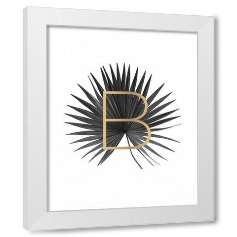 Palm Leaf with Gold White Modern Wood Framed Art Print by Braun Studio