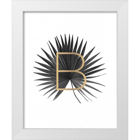 Palm Leaf with Gold White Modern Wood Framed Art Print by Braun Studio