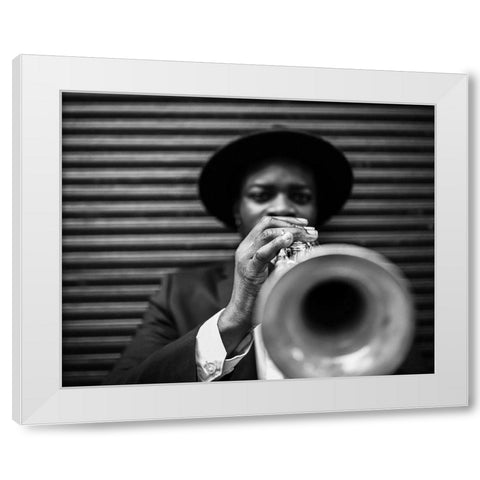 Trumpet White Modern Wood Framed Art Print by BRAUN Studio