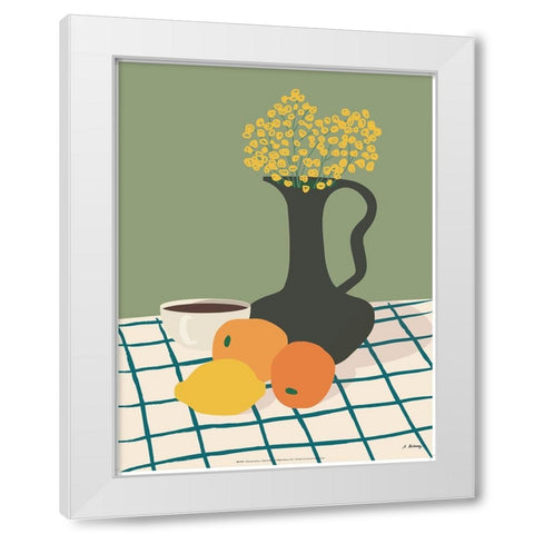 Dubussy - Cafe mimosa White Modern Wood Framed Art Print by Dubussy