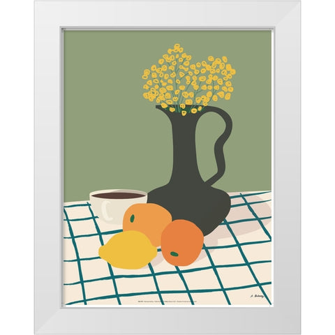 Dubussy - Cafe mimosa White Modern Wood Framed Art Print by Dubussy