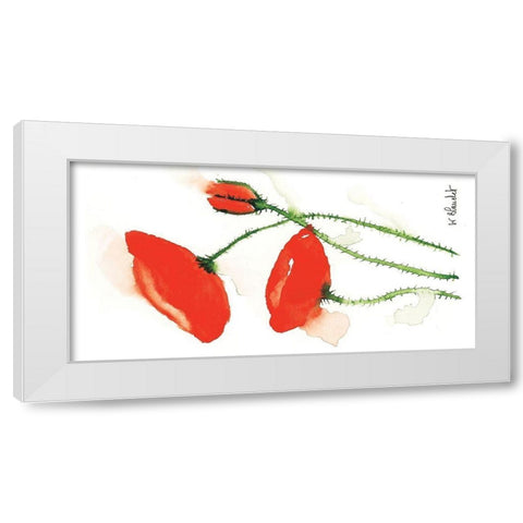 Trio de coquelicots II White Modern Wood Framed Art Print by Blanchet, Karl