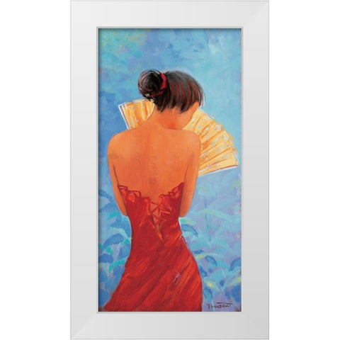 Femme a leventail White Modern Wood Framed Art Print by Goubault, Francis