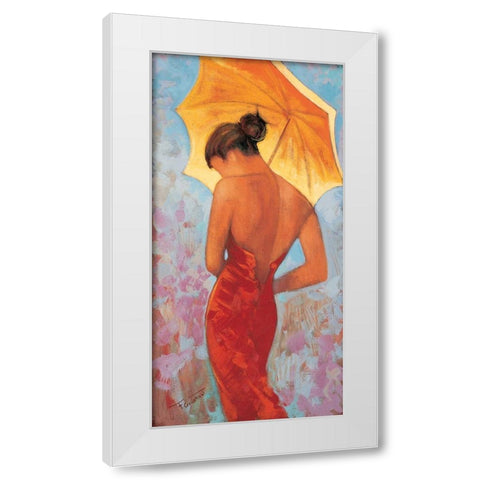 Femme a lombrelle White Modern Wood Framed Art Print by Goubault, Francis