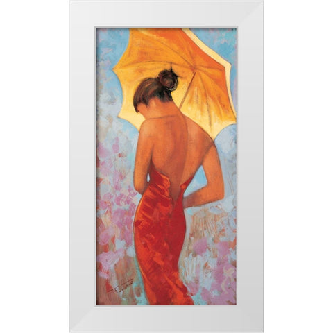 Femme a lombrelle White Modern Wood Framed Art Print by Goubault, Francis