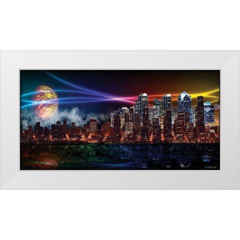 Future Skyline White Modern Wood Framed Art Print by Marcus