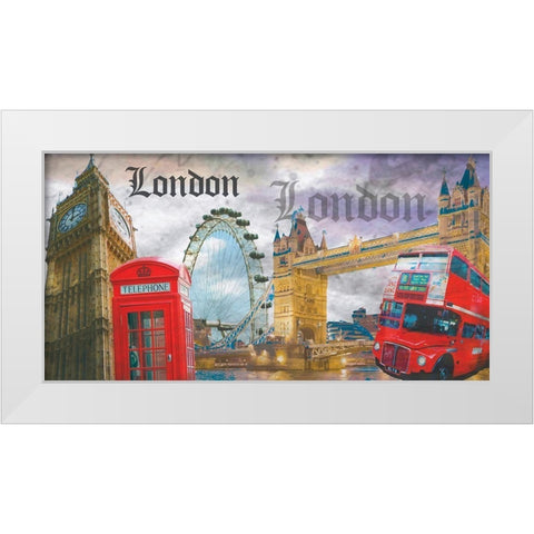 London Telephone White Modern Wood Framed Art Print by BRAUN Studio