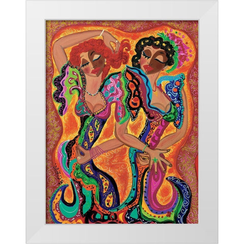 Gypsy dance White Modern Wood Framed Art Print by Ingrid, B.