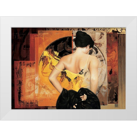 Desir accorde White Modern Wood Framed Art Print by Graux, David