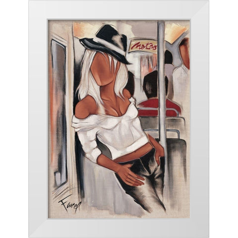 Metro ballade White Modern Wood Framed Art Print by Farel, Pierre