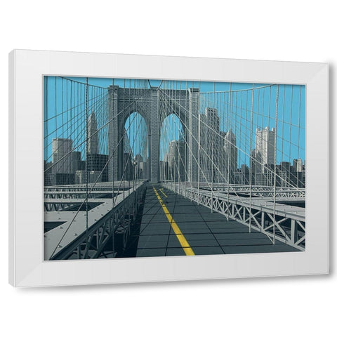 Brooklyn Bridge White Modern Wood Framed Art Print by Peyret, Eric