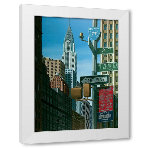 Chrysler from 2nd Avenue White Modern Wood Framed Art Print by Peyret, Eric