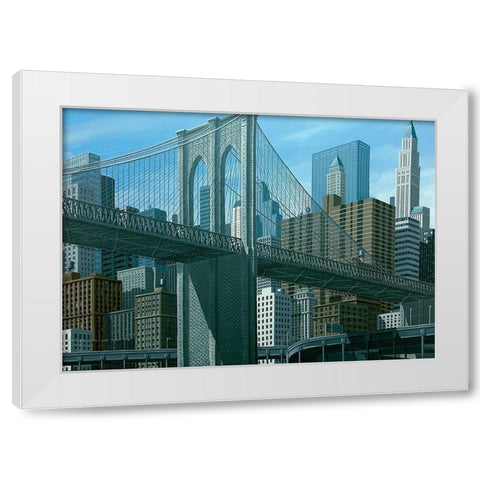 From East river White Modern Wood Framed Art Print by Peyret, Eric