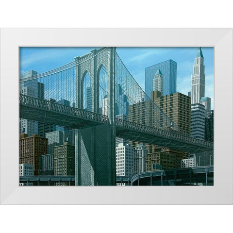 From East river White Modern Wood Framed Art Print by Peyret, Eric