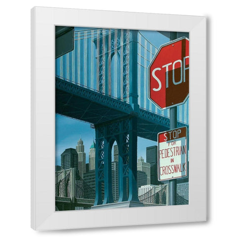 Manhattan Bridge White Modern Wood Framed Art Print by Peyret, Eric