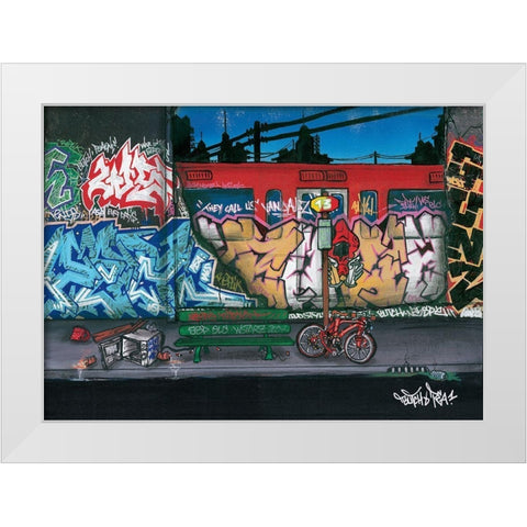 Bus II nuit White Modern Wood Framed Art Print by Butch and Pea