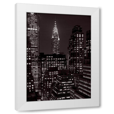Le Chrysler Building la nuit, Manhattan White Modern Wood Framed Art Print by Setboun, Michel