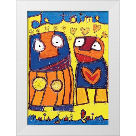 Je taime  White Modern Wood Framed Art Print by Mika