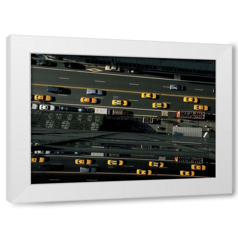 42eme Rue pres de la 5eme Avenue White Modern Wood Framed Art Print by Setboun, Michel