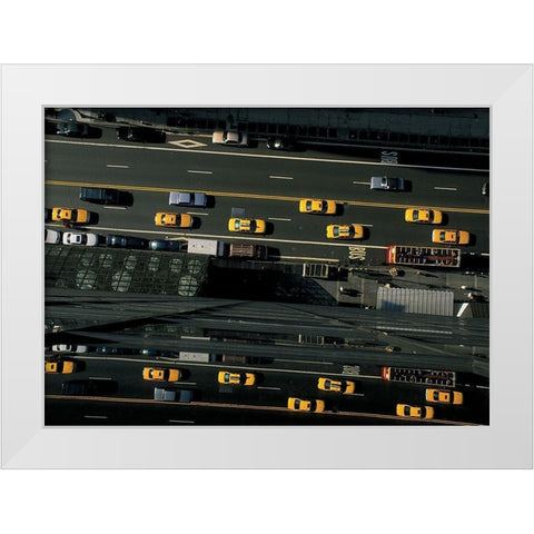 42eme Rue pres de la 5eme Avenue White Modern Wood Framed Art Print by Setboun, Michel