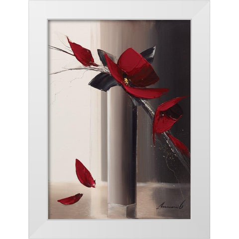Bouquet rouge I White Modern Wood Framed Art Print by Tramoni, Oliver