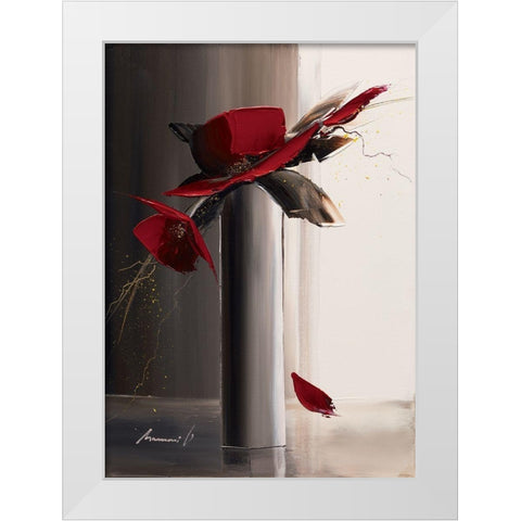 Bouquet rouge II White Modern Wood Framed Art Print by Tramoni, Oliver
