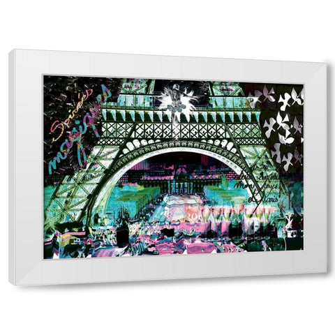 Paris by night White Modern Wood Framed Art Print by Kaly