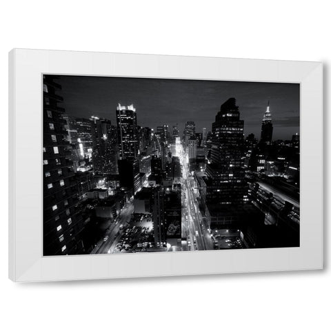 Traffic at night White Modern Wood Framed Art Print by Setboun, Michel