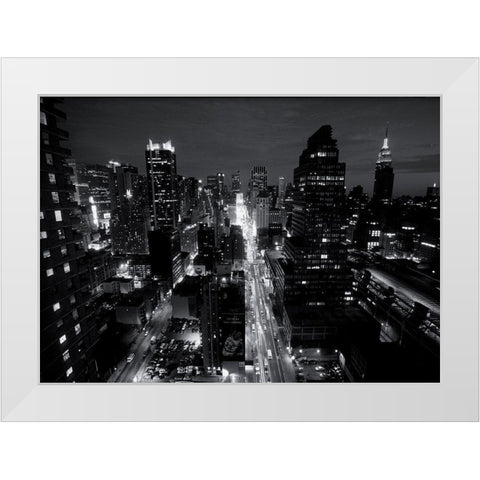 Traffic at night White Modern Wood Framed Art Print by Setboun, Michel