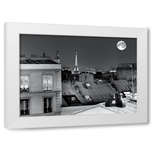 La Tour Eiffel de la rue St Eleuthere White Modern Wood Framed Art Print by Carrara, Antoine