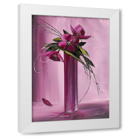 Bouquet violet I White Modern Wood Framed Art Print by Tramoni, Oliver