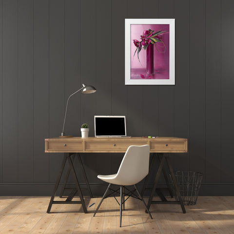 Bouquet violet II White Modern Wood Framed Art Print by Tramoni, Oliver