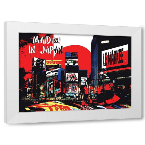 Maid In Japan  White Modern Wood Framed Art Print by Le Markee