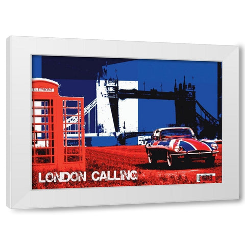 London Calling White Modern Wood Framed Art Print by Le Markee