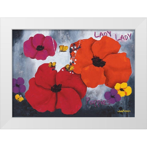 Lady Poppies White Modern Wood Framed Art Print by Pfaadt Aurelie