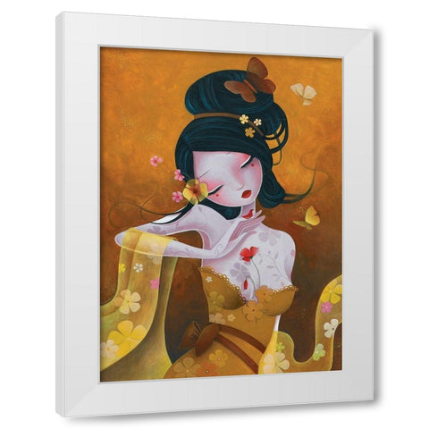 Soie Fleurie White Modern Wood Framed Art Print by Sybile
