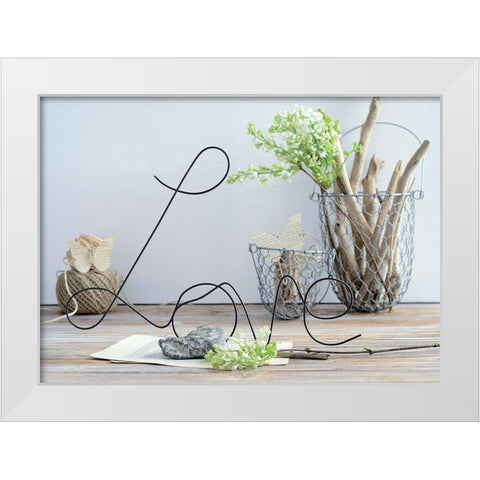 Love and Wood White Modern Wood Framed Art Print by Chatelain, Sonia