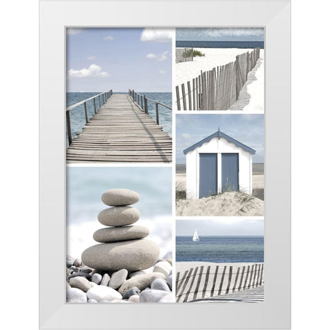 Bords de mer White Modern Wood Framed Art Print by Blonde Attitude